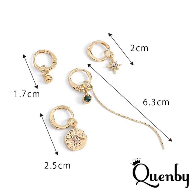 【Quenby】韓國同步流行款 簡約百搭仿耳扣感4入組耳環(耳針/飾品/配件) - momo購物網 - 好評推薦 -
