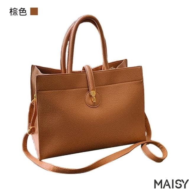 【MAISY】母親節禮物 輕奢淑女款質感通勤手提包(現+預  黑色／棕色／卡其色)