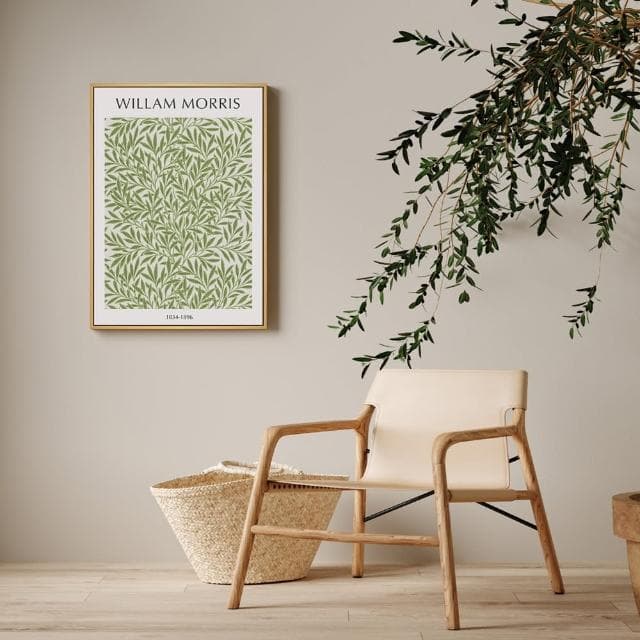 【菠蘿選畫所】William Morris 綠柳-42x60cm(復古綠色掛畫/裝飾畫/開店送禮/森林圖騰)