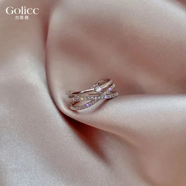 【Gulicc】戒指 韓國 時尚 鑲鑽 開口 食指戒(雙11 聖誕節 生日 造型戒 食指戒 尾戒 禮物)