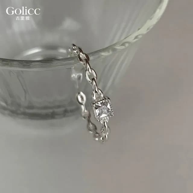 【Golicc】戒指  韓版 微鑲 鍊條 食指戒(99購物限定 生日 造型戒 食指戒 尾戒 禮物)