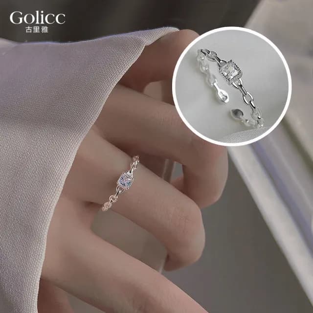 【Golicc】戒指  韓版 微鑲 鍊條 食指戒(99購物限定 生日 造型戒 食指戒 尾戒 禮物)