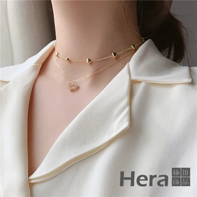 【HERA 赫拉】愛意滿滿仙女愛型愛心鎖骨鍊 ANB1(項鍊 項鏈 情人節禮物 生日禮物)