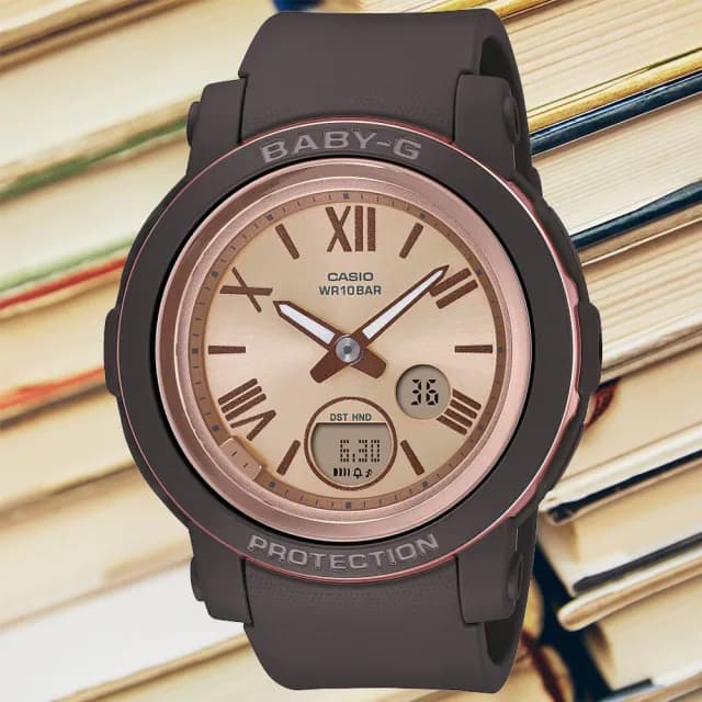 【CASIO 卡西歐】BABY-G 金屬質感羅馬雙顯腕錶 七夕 情人節 送禮 推薦(BGA-290-5A)