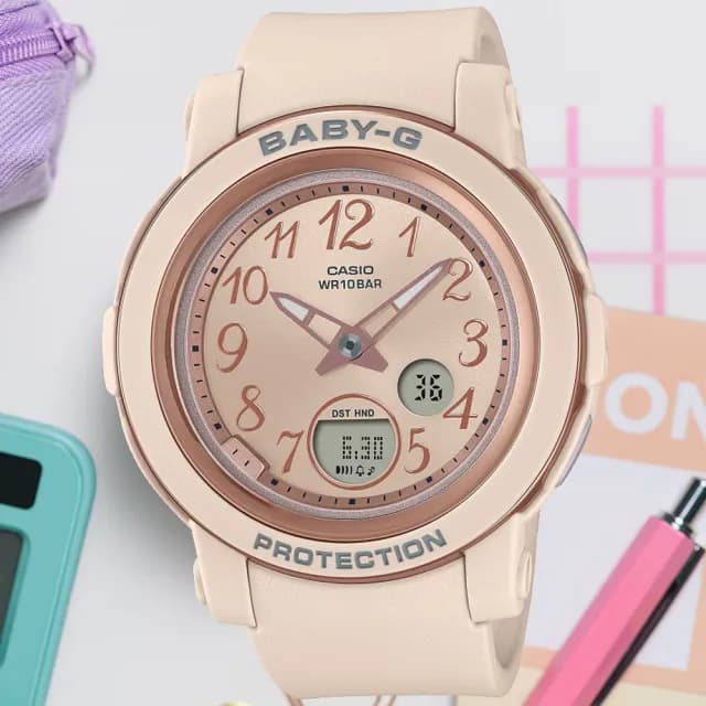 【CASIO 卡西歐】BABY-G 金屬質感 雙顯腕錶 七夕 情人節 送禮 推薦(BGA-290SA-4A)
