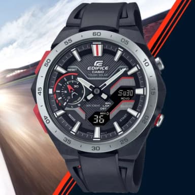 【CASIO 卡西歐】EDIFICE WINDFLOW 藍牙連線 太陽能雙顯腕錶 母親節 禮物 推薦(ECB-2200P-1A)