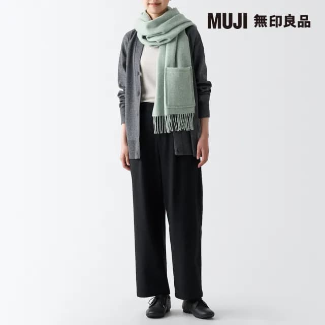【MUJI 無印良品】羊毛附口袋披肩(共4色)