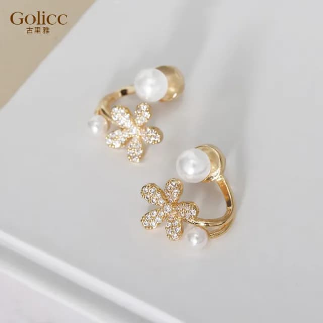 【Golicc】耳環 韓版 珍珠 花朵(七夕 情人節 生日 飾品 耳釘 耳飾 耳墜 禮物)