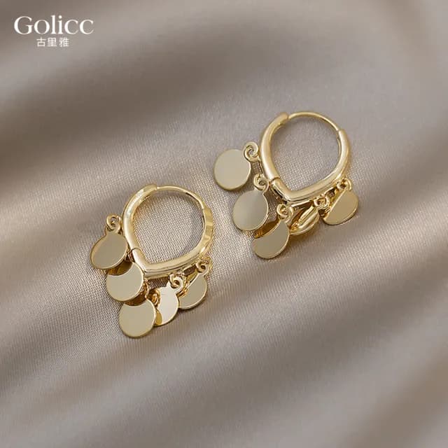 【Golicc】耳環 簡約 小巧 圓片(七夕 情人節 生日 飾品 耳釘 耳飾 耳墜 禮物)