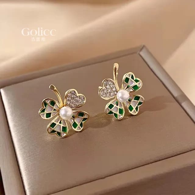 【Golicc】耳環 幸運草(七夕 情人節 生日 飾品 耳釘 耳飾 耳墜 禮物)