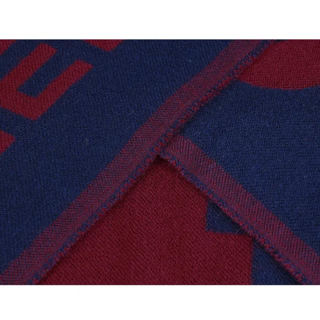 【BALLY】BALLY 1851紅藍字LOGO大小寫字母印花設計羊毛混紡圍巾(海軍藍x紅)