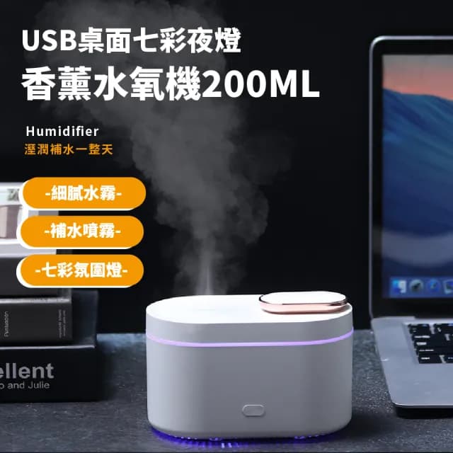 【空氣加濕】USB變色小夜燈迷你香薰機(霧化水氧機 薰香機 香氛機 精油擴香機 氛圍燈 加濕器 交換禮物)