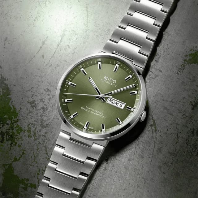 【MIDO 美度】官方授權 Commander 香榭系列天文台機械錶-綠/42mm 手錶 送禮 推薦(M0316311109100)