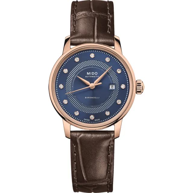 【MIDO 美度】官方授權 Baroncelli 永恆系列 鑽石機械女錶-30mm 手錶 禮物 推薦(M0372073604601)
