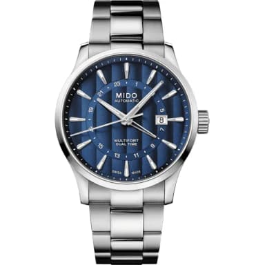 【MIDO 美度】官方授權 Multifort GMT 先鋒機械錶-藍/42mm 手錶 送禮 推薦(M0384291104100)