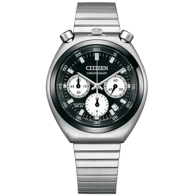 【CITIZEN 星辰】Tsuno Chrono 牛頭 熊貓 計時石英腕錶 七夕 情人節 送禮 推薦(AN3660-81E)