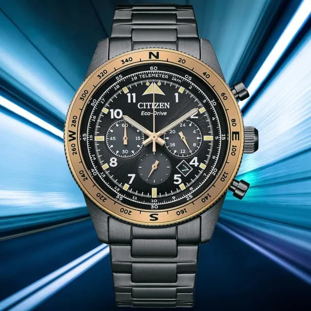 【CITIZEN 星辰】Chronograph系列 時尚計時光動能腕錶 七夕 情人節 送禮 推薦(CA4556-89E)