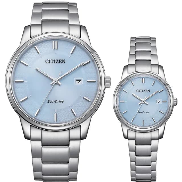 【CITIZEN 星辰】冰河藍 光動能情侶手錶 對錶 禮物 送禮 推薦(BM6978-77L+EW2318-73L)