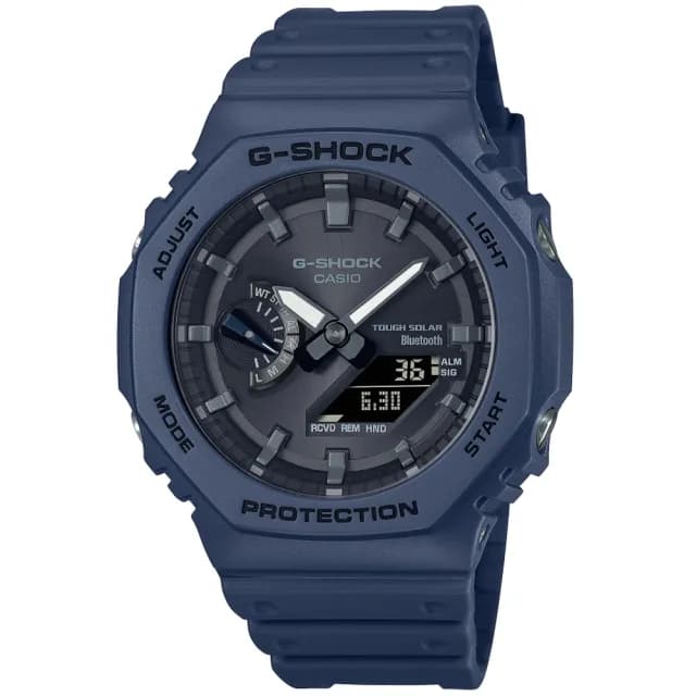 【CASIO 卡西歐】G-SHOCK  藍牙連線 太陽能八角雙顯腕錶 雙11 特惠 推薦(GA-B2100-2A)