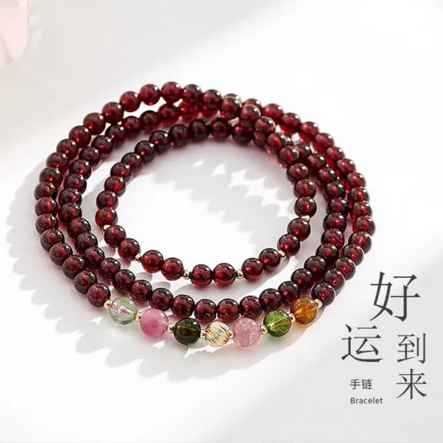 【LEEHER】串珠水晶/送閨蜜/生日禮物/水晶手鍊/手鍊串珠/石榴石手串/招財手鍊/能量手環/碧璽手串/超七