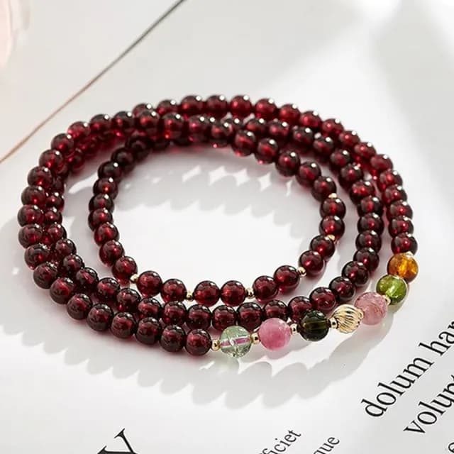 【LEEHER】串珠水晶/送閨蜜/生日禮物/水晶手鍊/手鍊串珠/石榴石手串/招財手鍊/能量手環/碧璽手串/超七