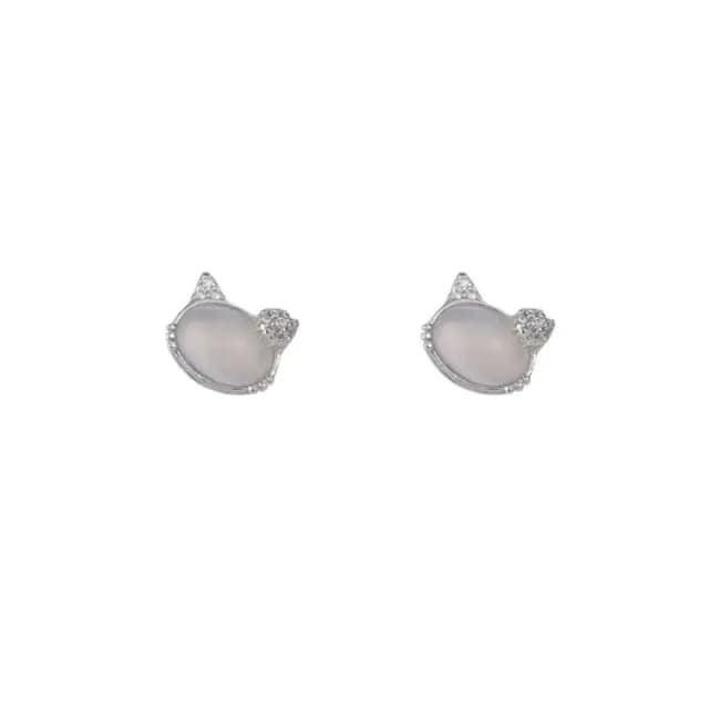 【海藍樂木珠寶 La Morongo Jewelry】S925銀日系貓咪耳釘(S925銀 耳釘 俏皮 貓咪)