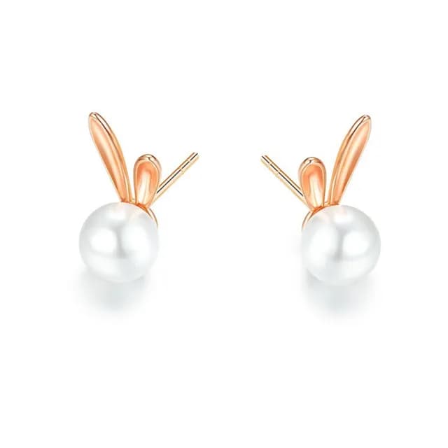 【海藍樂木珠寶 La Morongo Jewelry】S925純銀兔子珍珠耳釘(S925銀 耳釘 氣質)