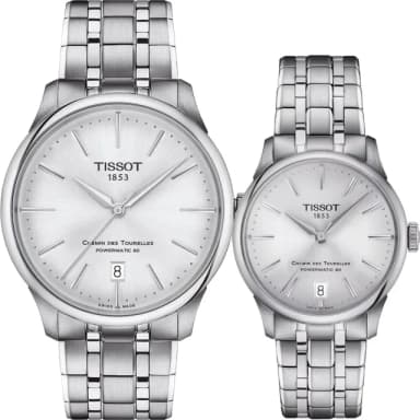 【TISSOT 天梭 官方授權】杜魯爾動力80小時機械對錶 情侶手錶 禮物 推薦(T1398071103100+T1392071103100)
