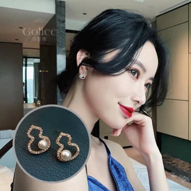 【Golicc】耳環 小巧 葫蘆 珍珠(母親節 生日 情人節 飾品 耳飾 耳墜 禮物)