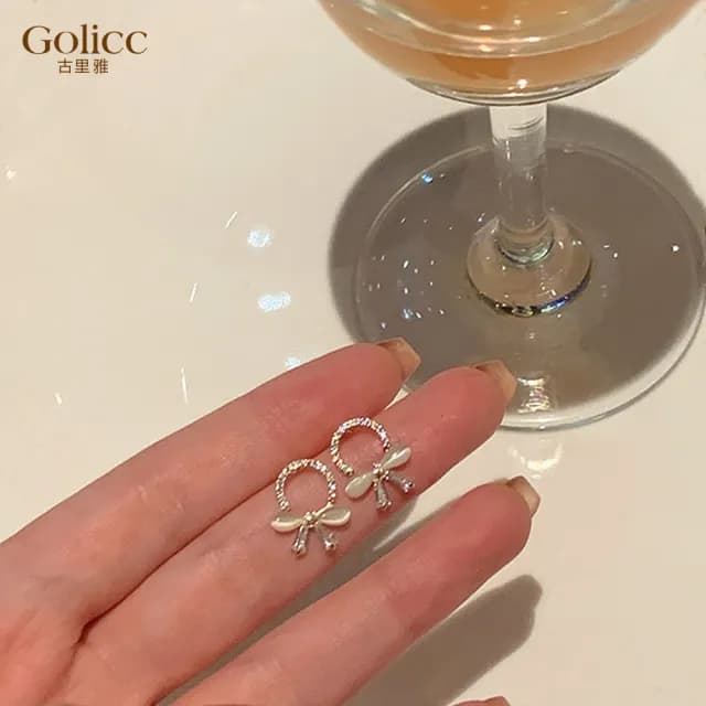 【Golicc】耳環 森系 小巧 貓眼(99購物限定 生日 飾品 耳釘 耳飾 耳墜 禮物)