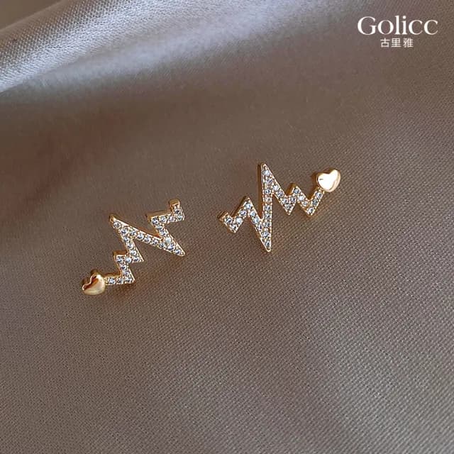 【Golicc】耳環 韓版 閃點 愛心(七夕 情人節 生日 飾品 耳釘 耳飾 耳墜 禮物)
