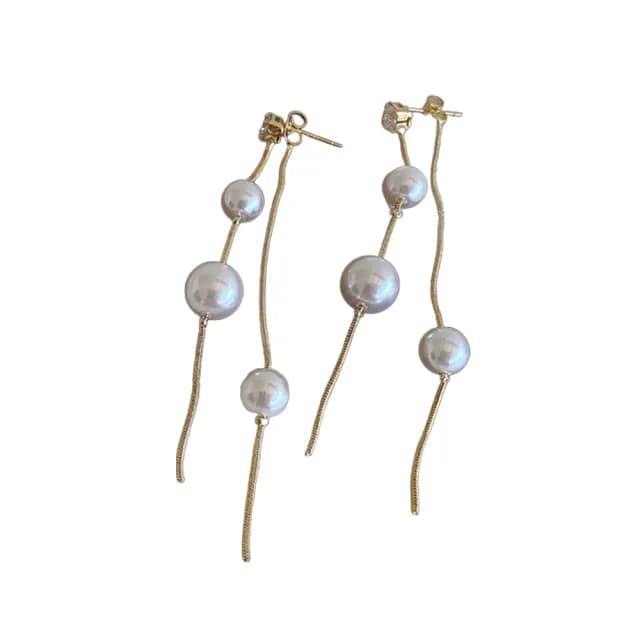 【海藍樂木珠寶 La Morongo Jewelry】S925純銀珍珠長款流蘇耳環(S925銀 耳環 氣質 長款)
