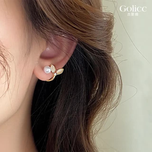 【Golicc】耳環 東大門 簡約 魚尾(99購物限定 生日 飾品 耳釘 耳飾 耳墜 禮物)