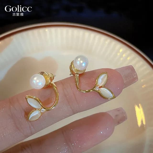 【Golicc】耳環 東大門 簡約 魚尾(99購物限定 生日 飾品 耳釘 耳飾 耳墜 禮物)