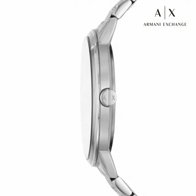 【A|X Armani Exchange 官方直營】Cayde 現代簡約時刻手錶 銀色不鏽鋼鍊帶 42MM AX2737 雙11限定