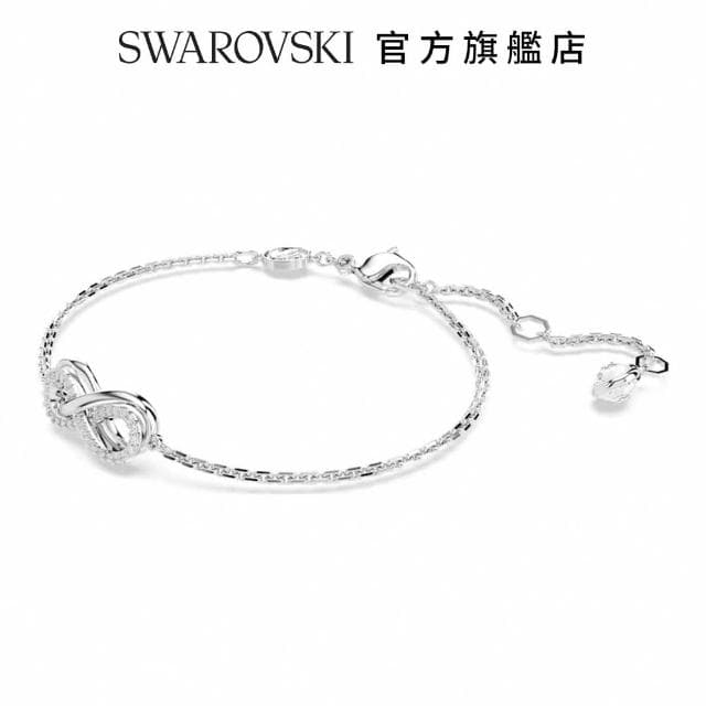 【SWAROVSKI 官方直營】Hyperbola 手鏈 Infinity 白色 鍍白金色 母親節禮物(新改款)