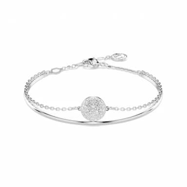 【SWAROVSKI 官方直營】Sublima 手鐲 白色 鍍白金色 母親節禮物