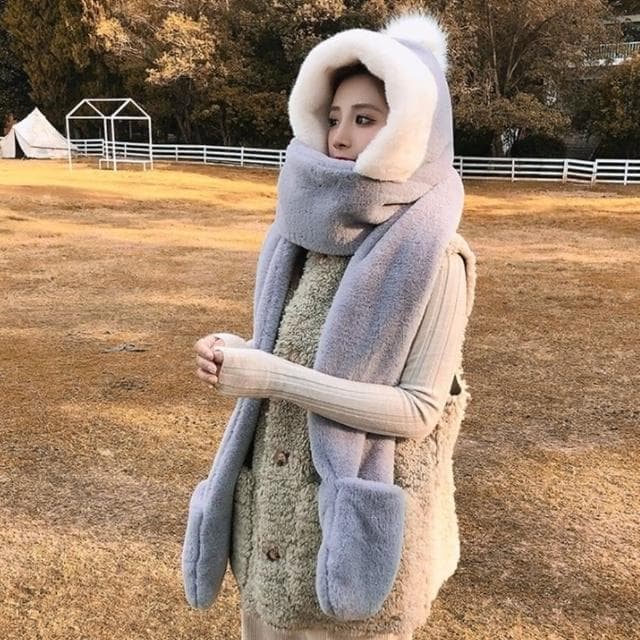 【橘魔法】純色毛球毛絨絨保暖圍脖(圍巾 聖誕 耶誕  過年 喜宴 新年 寒流 保暖 大人 交換禮物)
