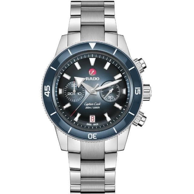 【Rado 雷達表 官方授權】庫克船長 300米潛水計時機械錶 套錶-43mm R03推薦 送禮 禮物 推薦(R32145208)