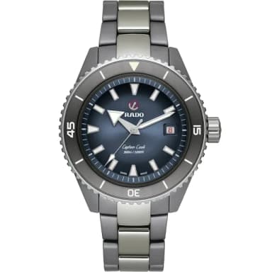 【Rado 雷達表 官方授權】庫克船長 高科技陶瓷300米潛水機械錶-43mm R03推薦 送禮 禮物 推薦(R32144202)