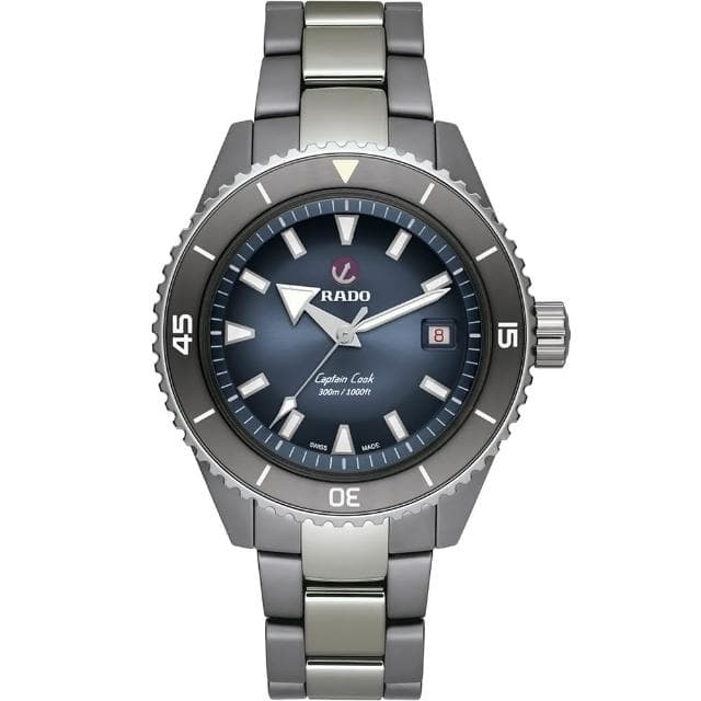 【Rado 雷達表 官方授權】庫克船長 高科技陶瓷300米潛水機械錶-43mm R03推薦 送禮 禮物 推薦(R32144202)