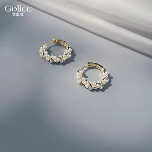 【Golicc】耳環 韓國 輕奢 纏繞 珍珠(七夕 情人節 生日 飾品 耳釘 耳飾 耳墜 禮物)