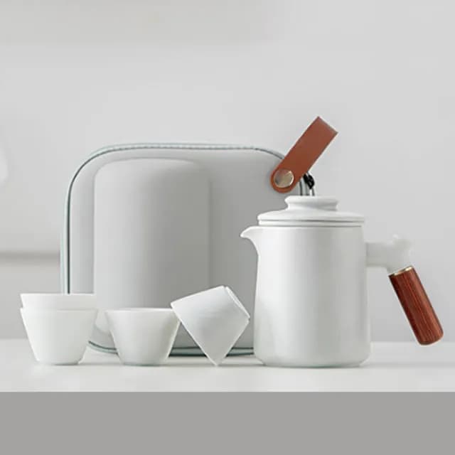 【悅康品家-品悅小物】享憩茶 旅行陶瓷茶具組(旅行茶具組 泡茶杯 茶具 陶瓷泡茶杯 泡茶組 茶具組)