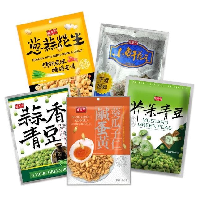 【盛香珍】五福臨門下酒菜禮盒770gX3盒(每盒含人氣下酒菜休閒零食共5包-年節品/過年/送禮/禮盒)