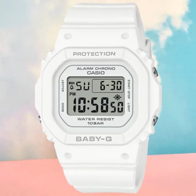 【CASIO 卡西歐】BABY-G 簡約纖薄方形電子腕錶 雙11 特惠 推薦(BGD-565U-7)