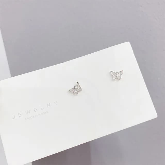 【Umi】一卡3對925純銀針微鑲鋯石蝴蝶翩翩飛舞造型耳環(日韓時尚潮流耳飾耳針耳墜耳釘)