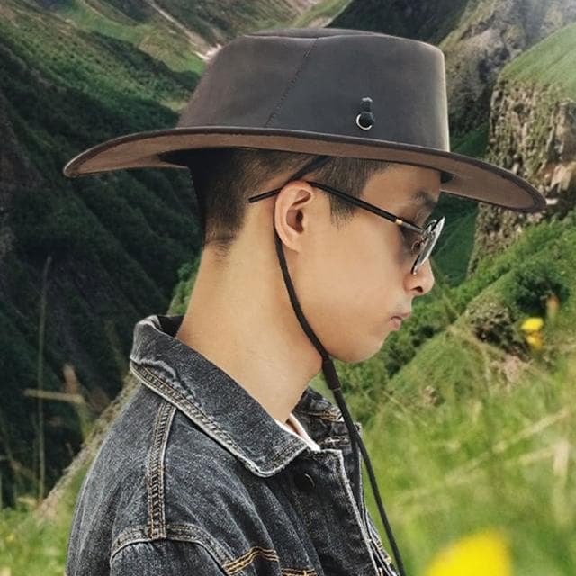 【KT DADA】包包 西部牛仔帽 大沿帽 遮陽帽 男牛仔帽真皮 禮物 復古帽 英倫帽 派對裝扮 牛皮帽子 男