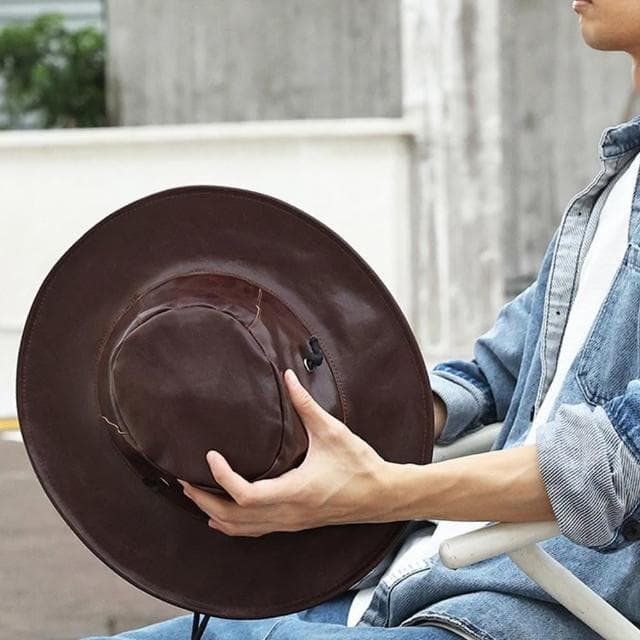 【KT DADA】包包 西部牛仔帽 大沿帽 遮陽帽 男牛仔帽真皮 禮物 復古帽 英倫帽 派對裝扮 牛皮帽子 男