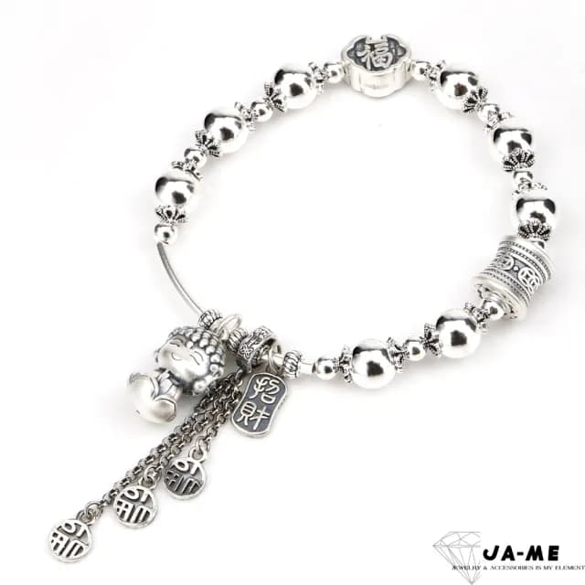 【JA-ME】999千足銀招財納福手鍊(77購物節/禮物/現貨)