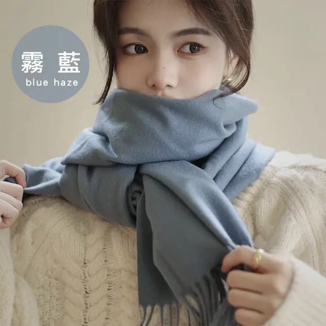 【midou】質感莫蘭迪大地色柔軟仿羊絨圍巾任選2件入